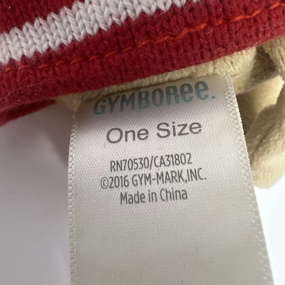 Gymboree Fireman Mouse Plush One Size Tan Red Rattle Stuffed Animal Lovey Toy